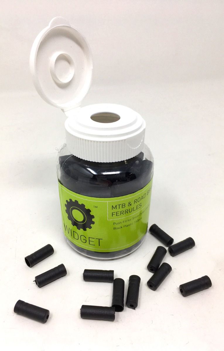 zWidget Components, Workshop Brake Ferrules, Push fit for 5mm outer casing, Black Plastic 150pcs. , black, 5mm diameter