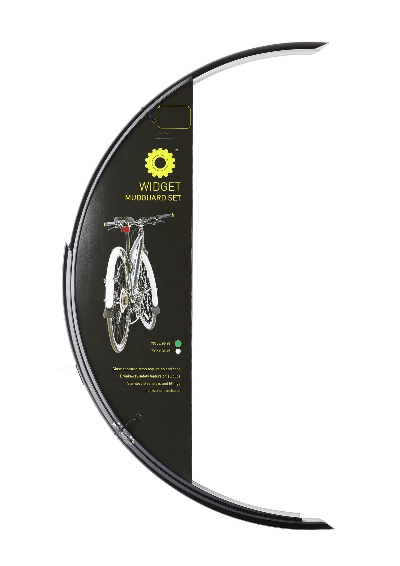 Widget Components, Mudguards, Eco, Gloss Black, 700c x 25-30mm