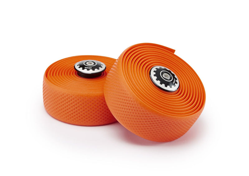 Widget Components Premium Silicone Wrap Diamond Texture with screw-in bar end plug Orange