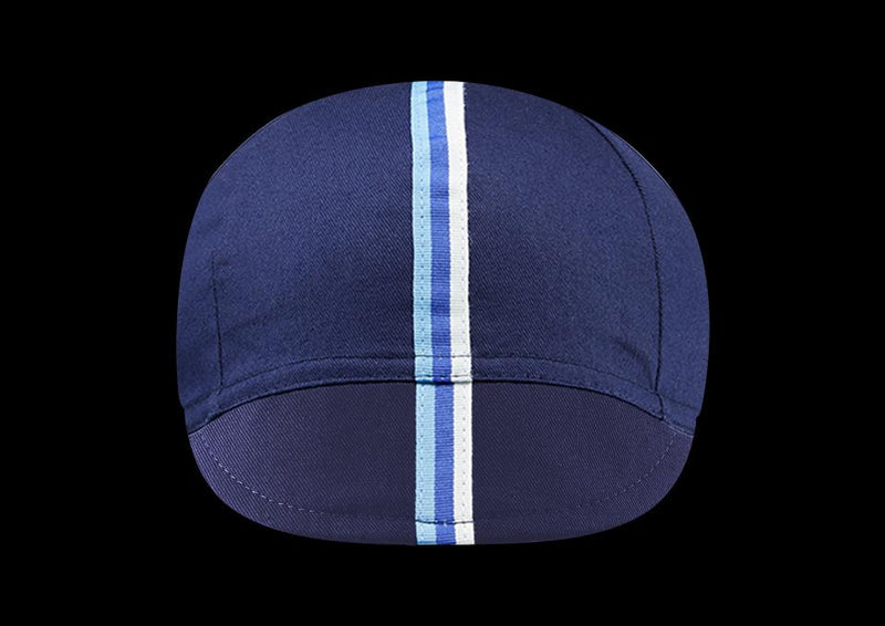 Chapeau! Mens Cotton Cap Striped Grosgrain Deep Ocean S/M