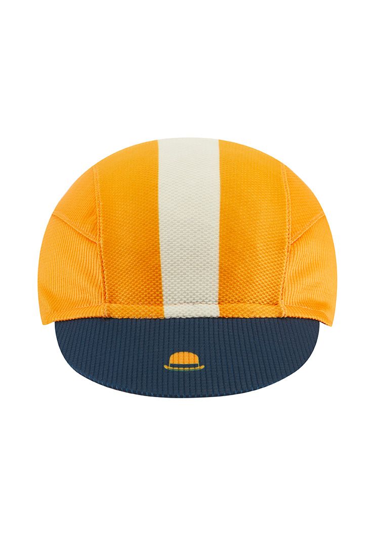 Chapeau! Mens Lightweight Cap Central Stripe Bright Orange S/M