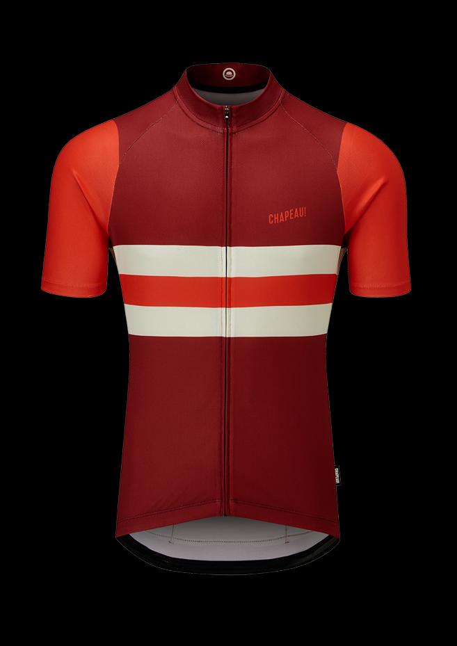Chapeau! Mens Tempo Jersey Block Stripe Devon Red/Chilli Red XXL