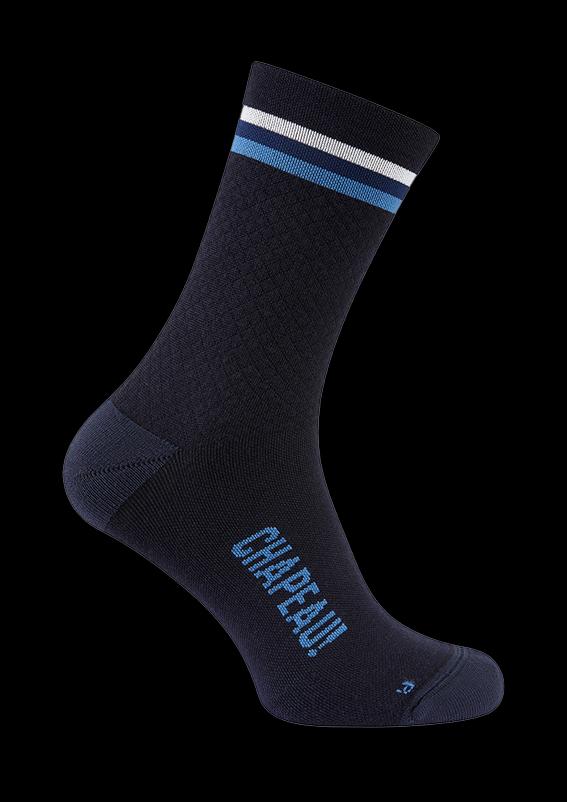Chapeau! Merino Socks, Hoop Stripe, Tall 16cm, Midnight, 36-39