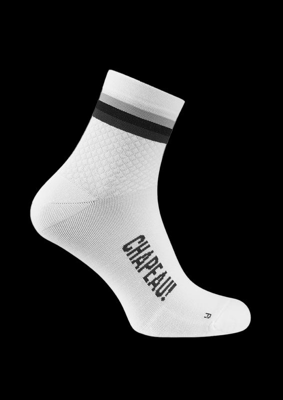 Chapeau! Merino Socks, Hoop Stripe, Short 10cm, White, 40-43