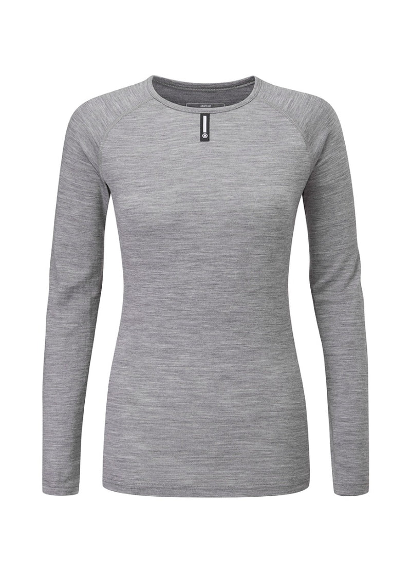 Chapeau! Ladies Merino LS Base Layer Grey Marl XS