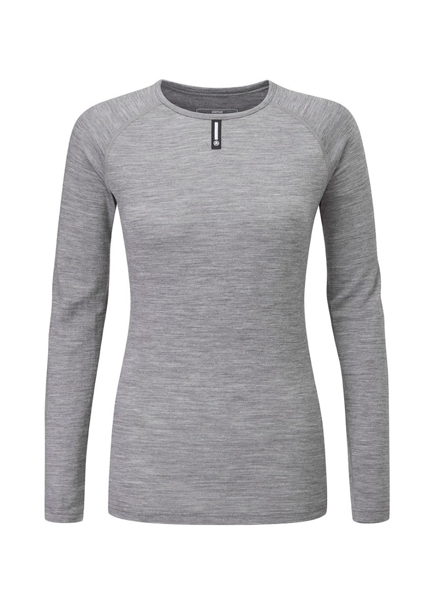 Chapeau! Ladies Merino LS Base Layer Grey Marl Small