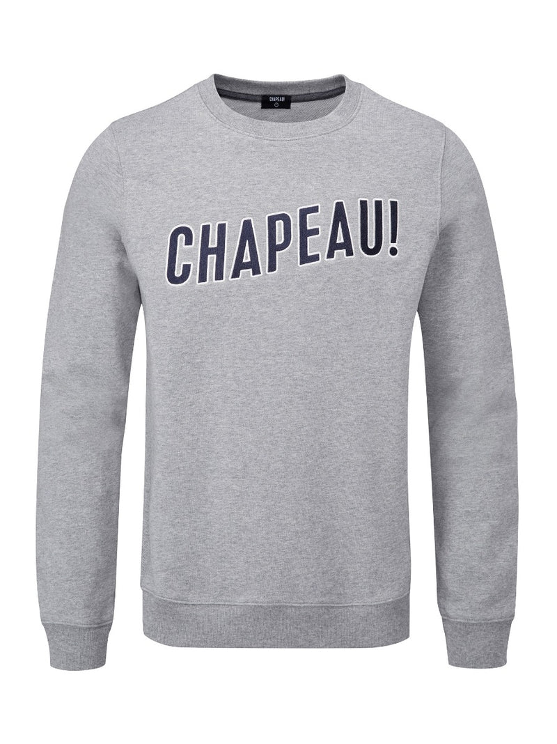 Chapeau!, Mens Wordmark Embroidered Sweatshirt , Grey Marl, Large