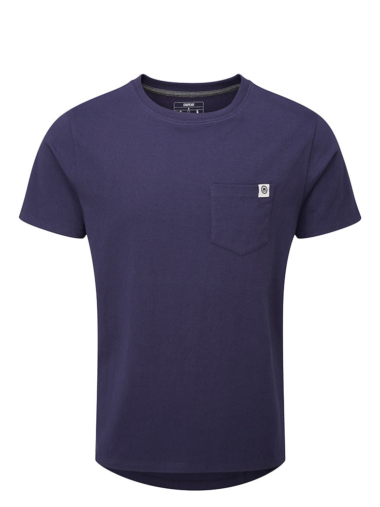 Chapeau! Mens Roundel Pocket Organic Cotton T-Shirt Deep Ocean XL