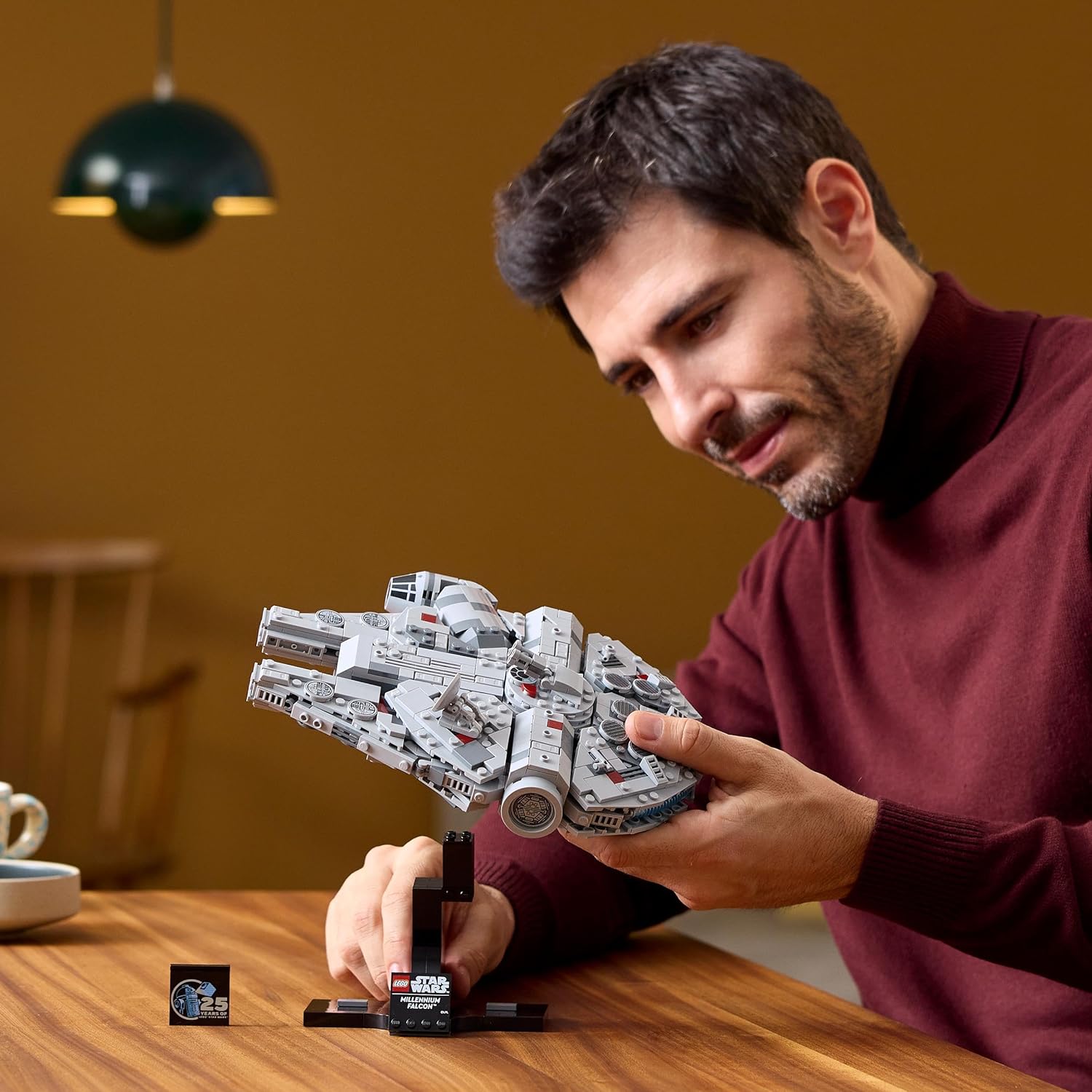 LEGO Star Wars Millenium Falcon 25th Anniversary Set for Adults, Collectible A New Hope Starship Vehicle Model Kit, Home or Office Décor, Father's Day Treat, Gifts for Men, Women and Fans 75375