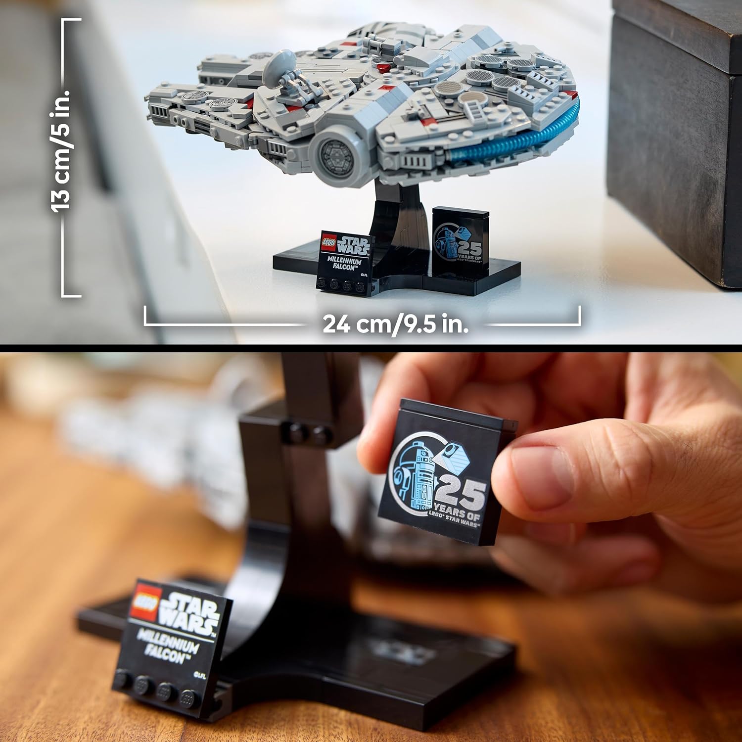 LEGO Star Wars Millenium Falcon 25th Anniversary Set for Adults, Collectible A New Hope Starship Vehicle Model Kit, Home or Office Décor, Father's Day Treat, Gifts for Men, Women and Fans 75375