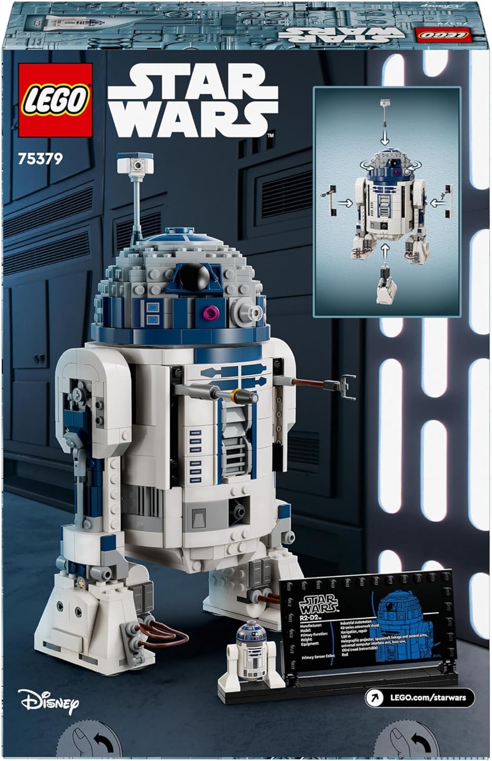 LEGO Star Wars R2-D2, Modell-Set für Kinder, Jungen & Mädchen, baubare Spielzeug-Droidenfigur mit 25. Jahrestag Darth Malek Minifigur und Dekoration Plakette, Sammlerstück Geschenkidee 75379