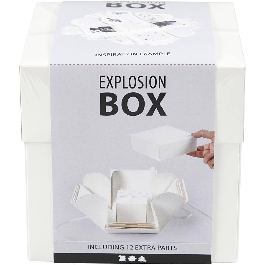 Creativ 25379 Explosion Box, Size 7 cm x 7 cm x 7.5 cm + 12 cm x 12 cm x 12 cm, Off-White