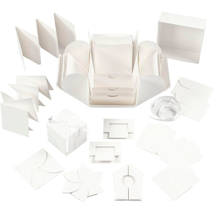 Creativ 25379 Explosion Box, Size 7 cm x 7 cm x 7.5 cm + 12 cm x 12 cm x 12 cm, Off-White