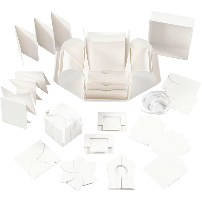Creativ 25379 Explosion Box, Size 7 cm x 7 cm x 7.5 cm + 12 cm x 12 cm x 12 cm, Off-White