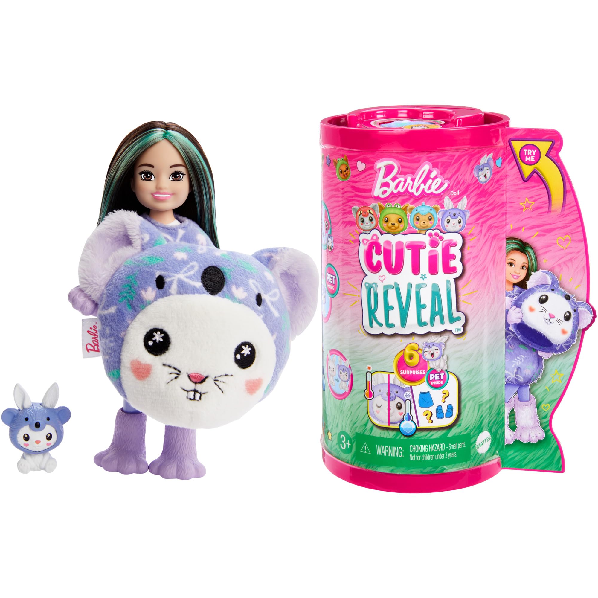 Barbie Cutie Reveal Chelsea Doll & Accessories, Animal Plush Costume & 6 Surprises Including Color Change, Bunny as Koala