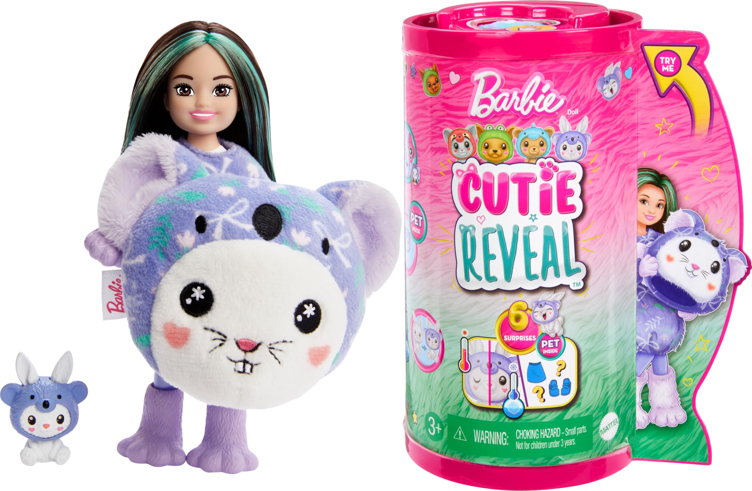 Barbie Cutie Reveal Chelsea Doll & Accessories, Animal Plush Costume & 6 Surprises Including Color Change, Bunny as Koala