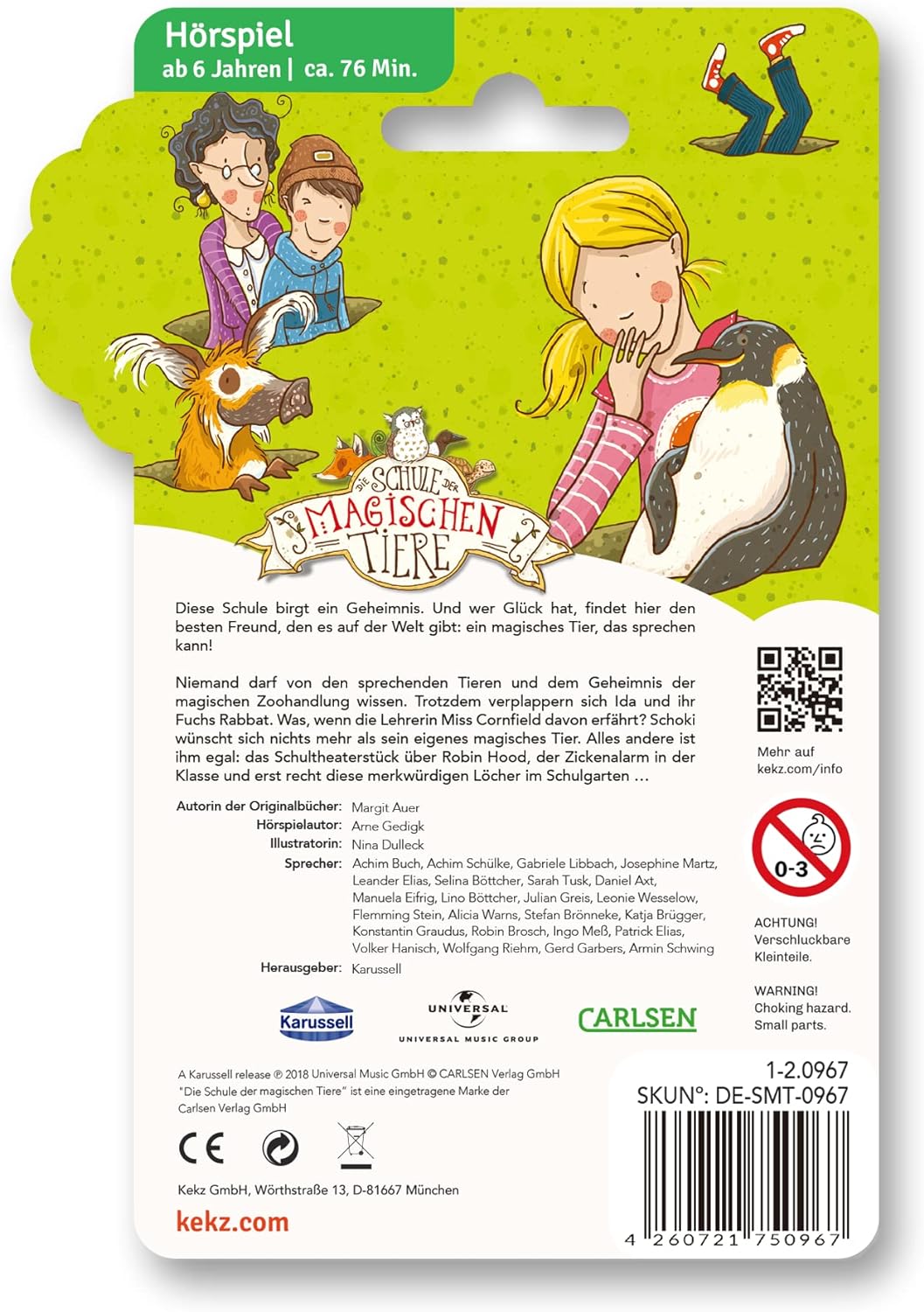 Kekz Audiochip for Biscuit Headphones, The School of Magic Animals, Kekz 2: Full Holes, Audio Play for Children from 6 Years, Playing Time Approx. 76 Minutes