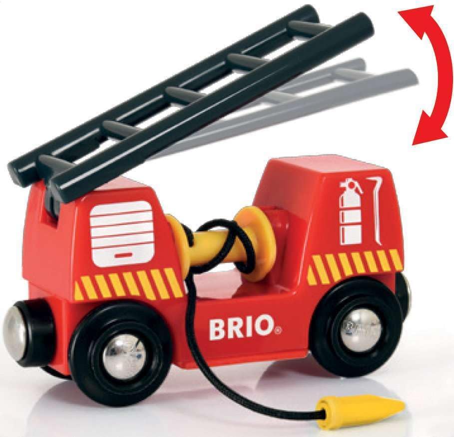 BRIO World Fire & Rescue Emergency Fire Engine for Kids Age 3 Years Up - Wooden Railway Train Set Add On Accessories