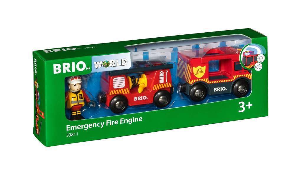 BRIO World Fire & Rescue Emergency Fire Engine for Kids Age 3 Years Up - Wooden Railway Train Set Add On Accessories