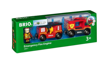 BRIO World Fire & Rescue Emergency Fire Engine for Kids Age 3 Years Up - Wooden Railway Train Set Add On Accessories