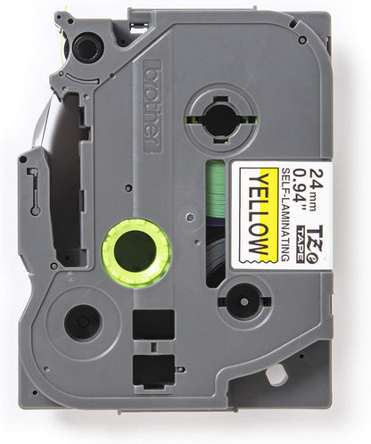 Brother TZESL651 Nastro Standard Laminato da 24mm Nero/Giallo (8m) adatto a etichettatura di cavi