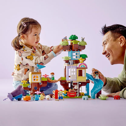 LEGO DUPLO Casa sull’Albero 3 in 1, Giochi per Bambini, Bambine dai 3 Anni in su, Attività Didattiche con 4 Figure della Famiglia, Animali Giocattolo, Mattoncini e uno Scivolo, Idee Regalo 10993