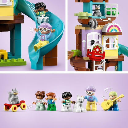 LEGO DUPLO Casa sull’Albero 3 in 1, Giochi per Bambini, Bambine dai 3 Anni in su, Attività Didattiche con 4 Figure della Famiglia, Animali Giocattolo, Mattoncini e uno Scivolo, Idee Regalo 10993
