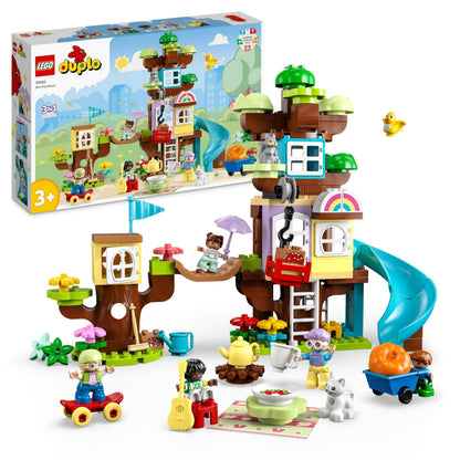 LEGO DUPLO Casa sull’Albero 3 in 1, Giochi per Bambini, Bambine dai 3 Anni in su, Attività Didattiche con 4 Figure della Famiglia, Animali Giocattolo, Mattoncini e uno Scivolo, Idee Regalo 10993
