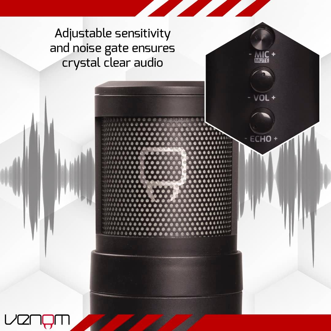 Venom USB Cardioid Streaming Microphone with LED Light Mesh Grill (PS5 / PS4 / PC
