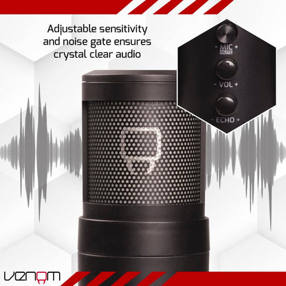 Venom USB Cardioid Streaming Microphone with LED Light Mesh Grill (PS5 / PS4 / PC