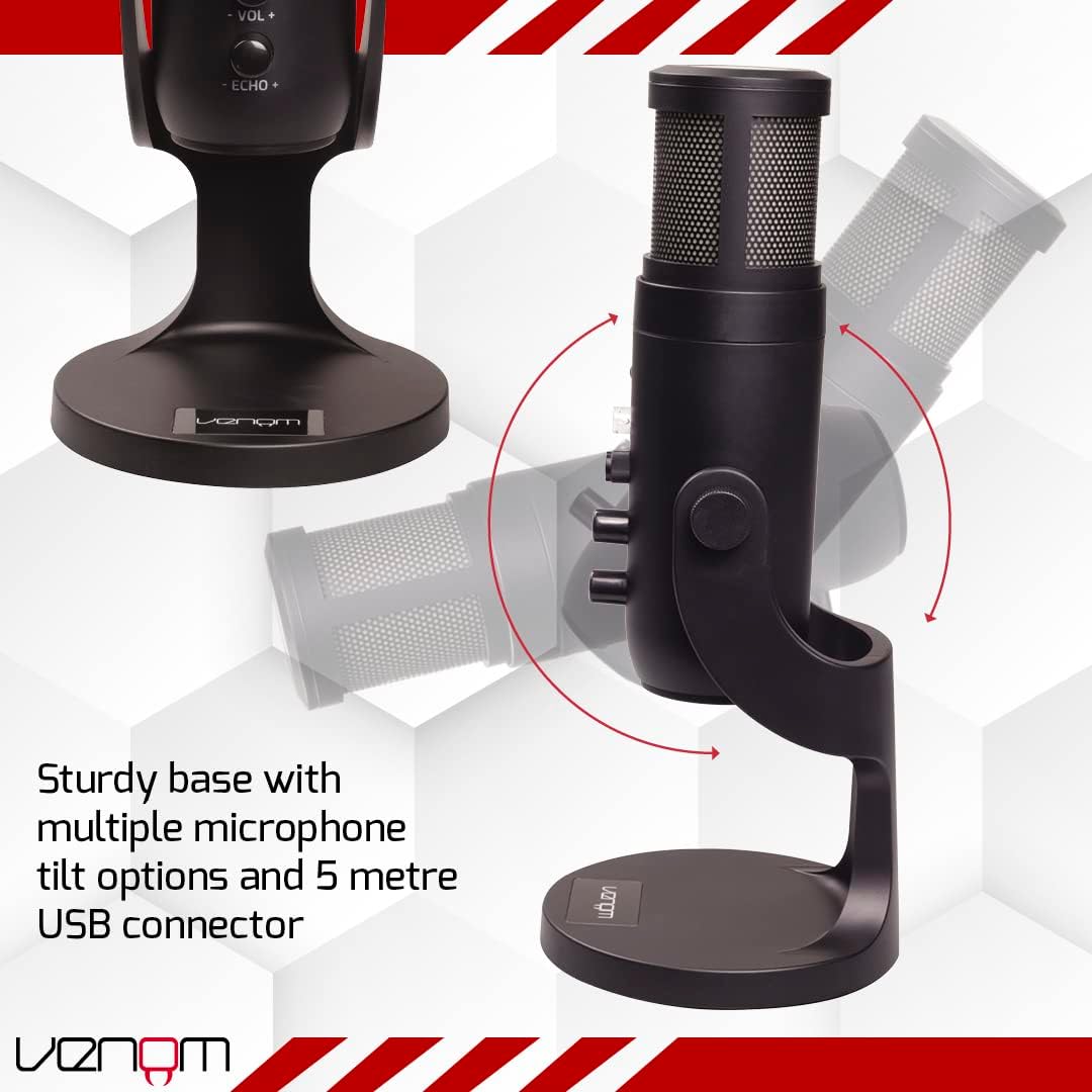 Venom USB Cardioid Streaming Microphone with LED Light Mesh Grill (PS5 / PS4 / PC