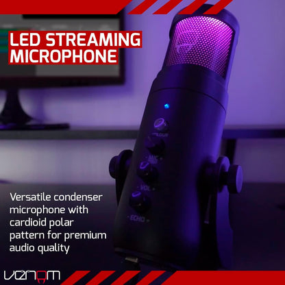 Venom USB Cardioid Streaming Microphone with LED Light Mesh Grill (PS5 / PS4 / PC