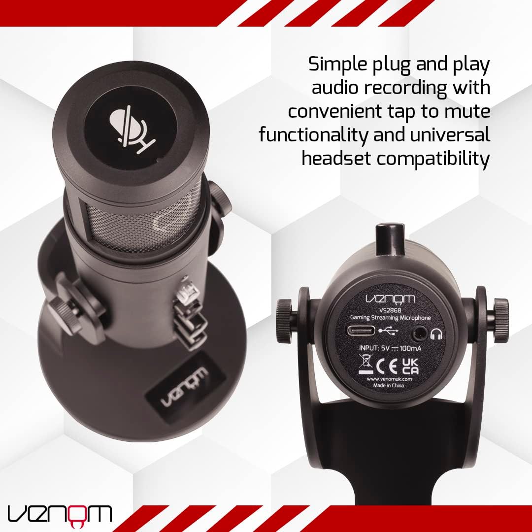 Venom USB Cardioid Streaming Microphone with LED Light Mesh Grill (PS5 / PS4 / PC