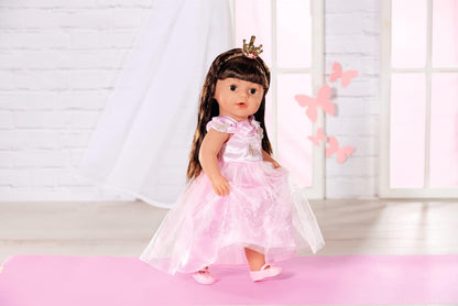 BABY born Deluxe Prinsessengewaad 834169 - Accessoires voor poppen tot 43cm - Inclusief roze jurk, hoofdband met kroon en roze schoenen - Geschikt voor kinderen vanaf 3+
