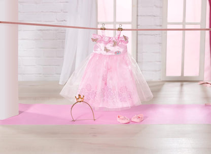 BABY born Deluxe Prinsessengewaad 834169 - Accessoires voor poppen tot 43cm - Inclusief roze jurk, hoofdband met kroon en roze schoenen - Geschikt voor kinderen vanaf 3+