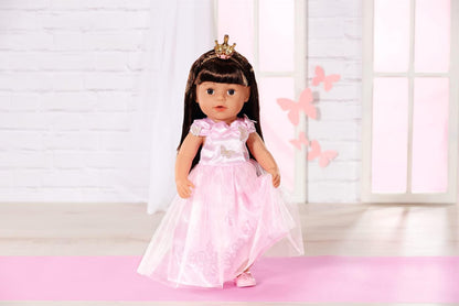 BABY born Deluxe Prinsessengewaad 834169 - Accessoires voor poppen tot 43cm - Inclusief roze jurk, hoofdband met kroon en roze schoenen - Geschikt voor kinderen vanaf 3+