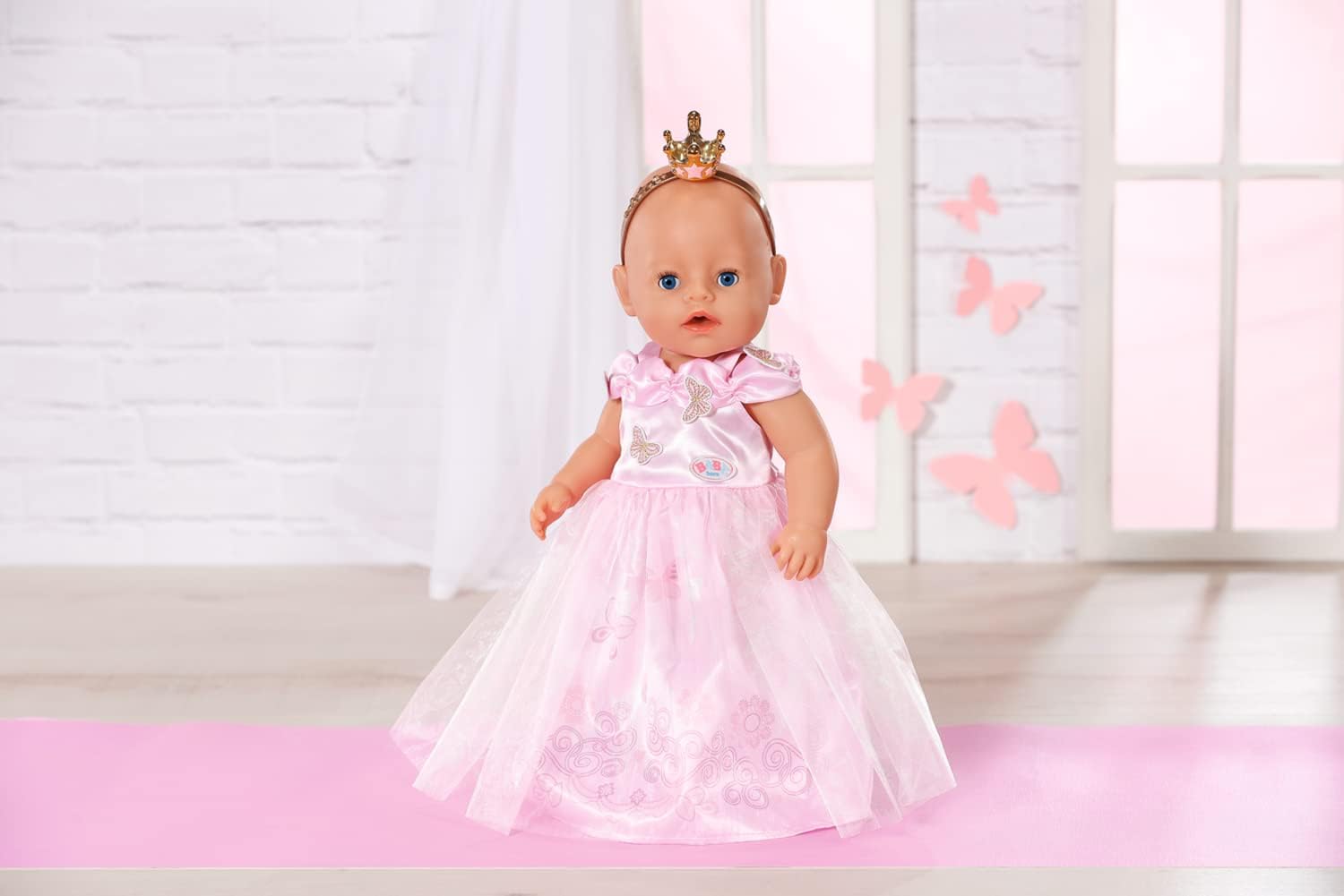 BABY born Deluxe Prinsessengewaad 834169 - Accessoires voor poppen tot 43cm - Inclusief roze jurk, hoofdband met kroon en roze schoenen - Geschikt voor kinderen vanaf 3+