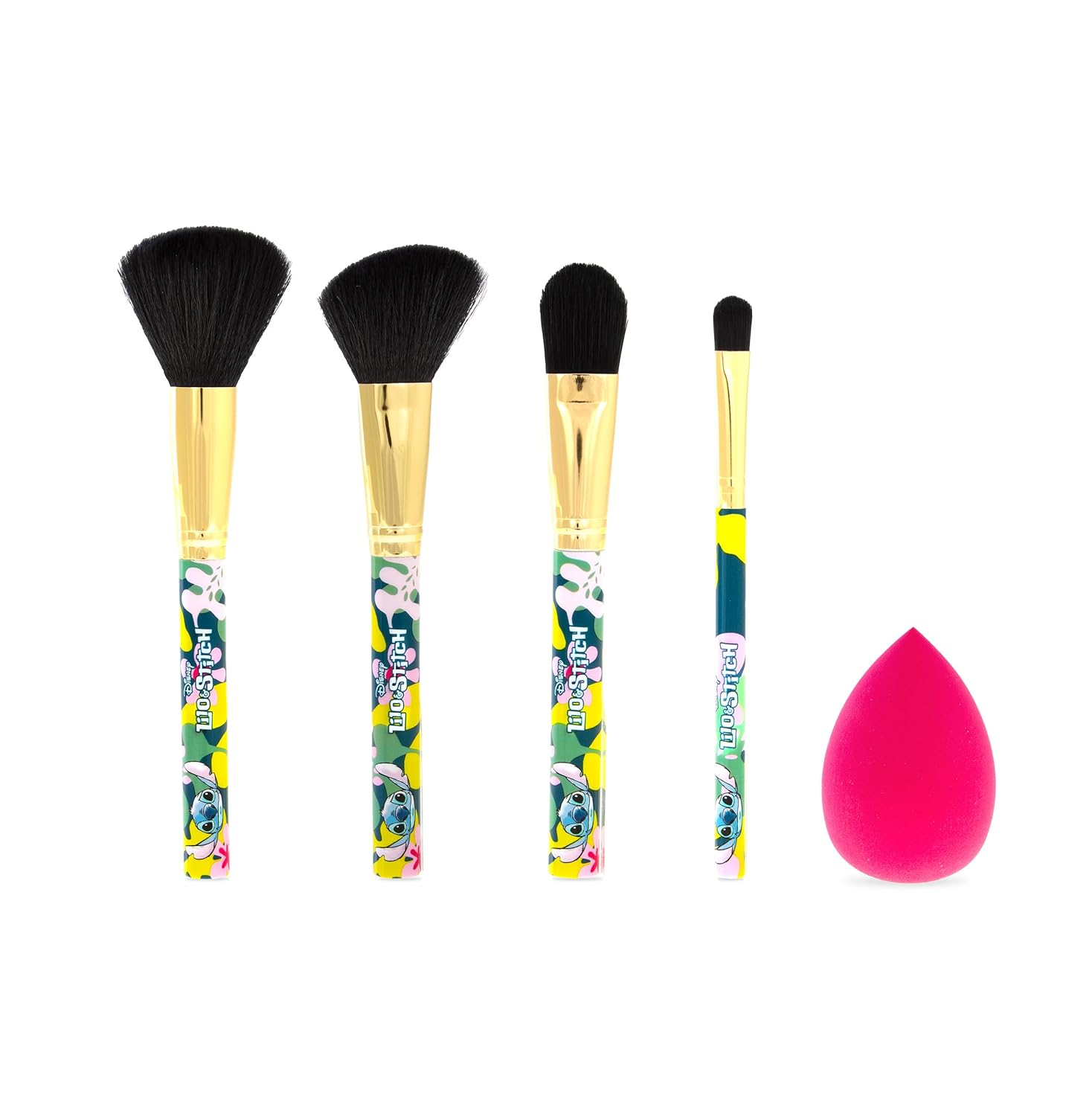 MAD BEAUTY Disney Lilo & Stitch Cosmetic Brush Set Plus Blender Sponge, Beauty & Self-Care Gifts, Four Brushes For Versatile Use