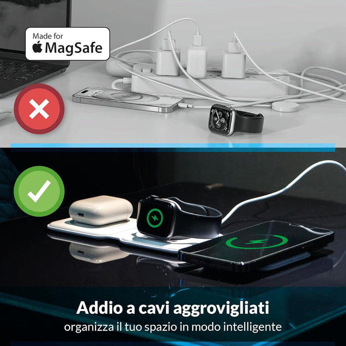 Tap 3In1 Compatibile Magsafe 15W Bk