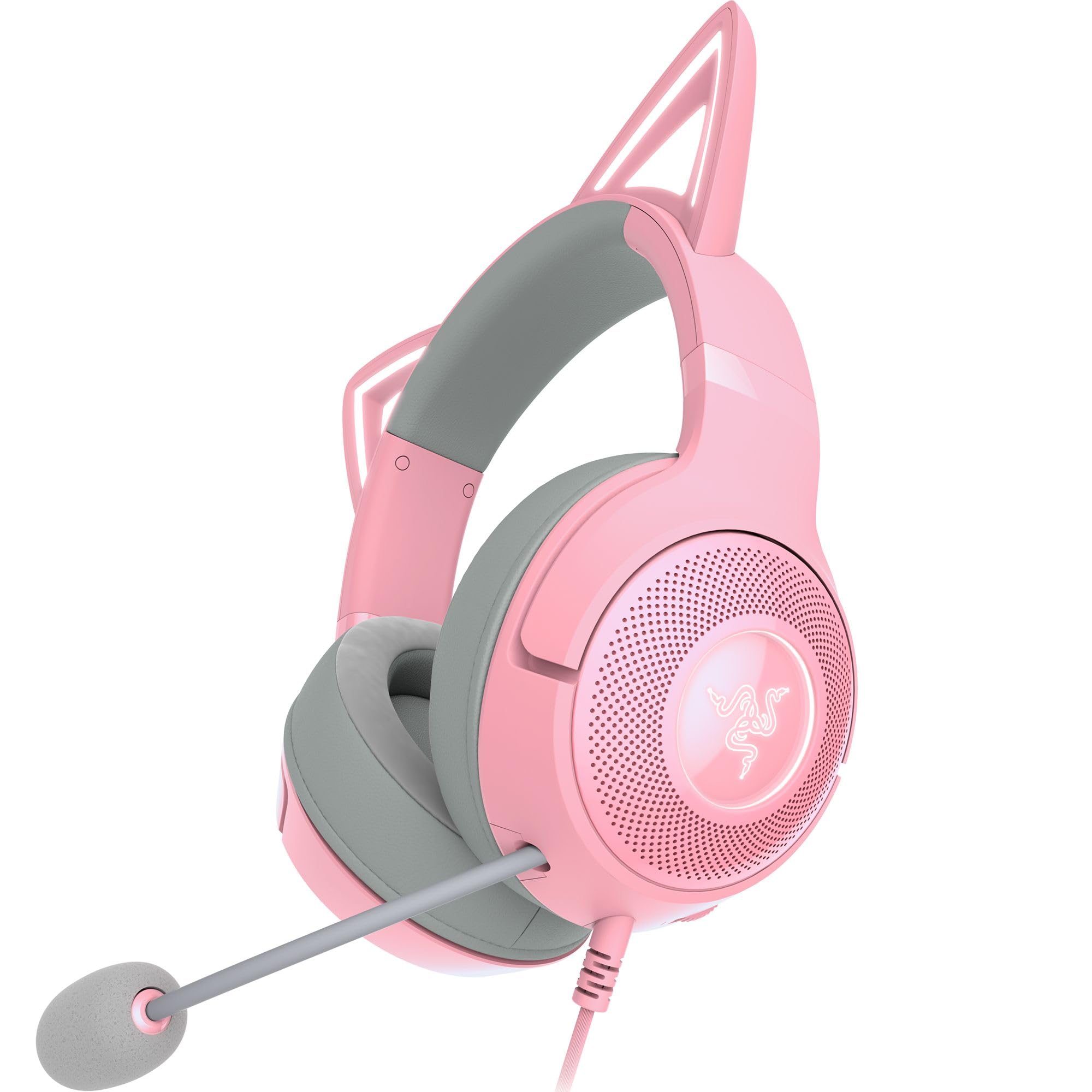 Razer Kraken Kitty V2 - Bedrade RGB Headset met Cat Ears (Reactive Streaming Lighting, Razer HyperClear Mic, TriForce 40mm Drivers, 7.1 Surround Sound) Quartz