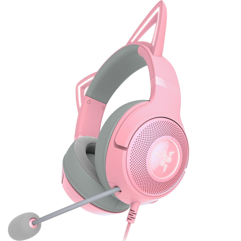 Razer Kraken Kitty V2 - Bedrade RGB Headset met Cat Ears (Reactive Streaming Lighting, Razer HyperClear Mic, TriForce 40mm Drivers, 7.1 Surround Sound) Quartz