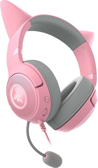 Razer Kraken Kitty V2 - Bedrade RGB Headset met Cat Ears (Reactive Streaming Lighting, Razer HyperClear Mic, TriForce 40mm Drivers, 7.1 Surround Sound) Quartz