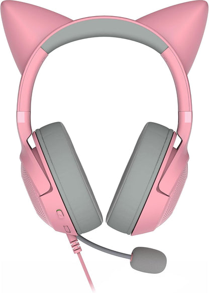 Razer Kraken Kitty V2 - Bedrade RGB Headset met Cat Ears (Reactive Streaming Lighting, Razer HyperClear Mic, TriForce 40mm Drivers, 7.1 Surround Sound) Quartz