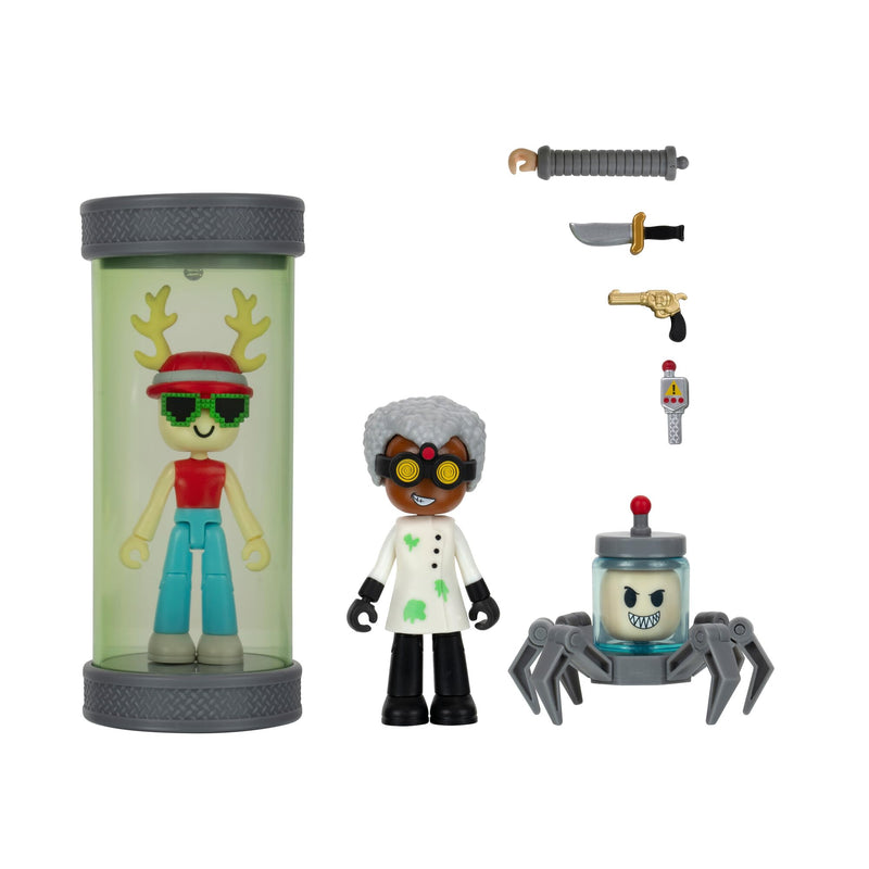Murder Mystery 2: Research Facility Game Pack - Two 2.75-Inch Action Figures with Light-Up Lab Capsule, Accessories, and Exclusive Virtual Item Code