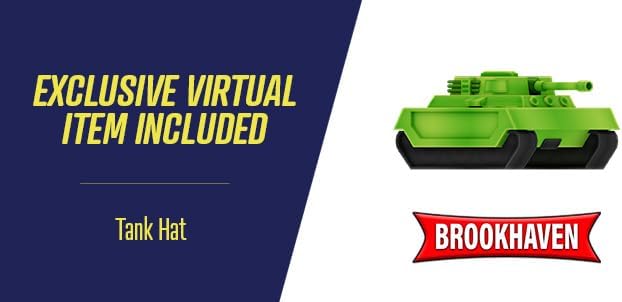 DevSeries Brookhaven Feature Tank 7.5-Inch Vehicle with Lights, Working Treads, Ejecting Turret, 2.75-Inch Figure, and Exclusive Virtual Item Code