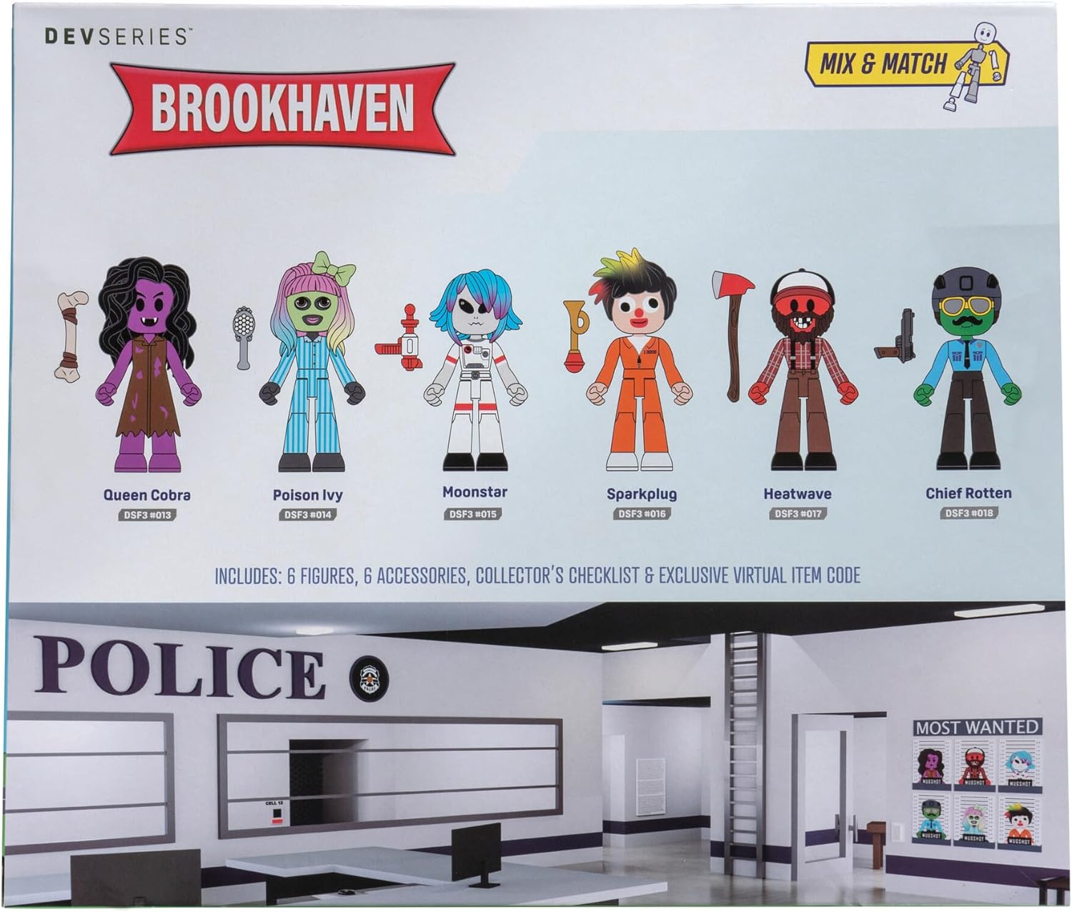 Brookhaven's Most Wanted - Six 2.75-Inch Mix-and-Match Figures with Unique Accessories and Exclusive Virtual Item Code