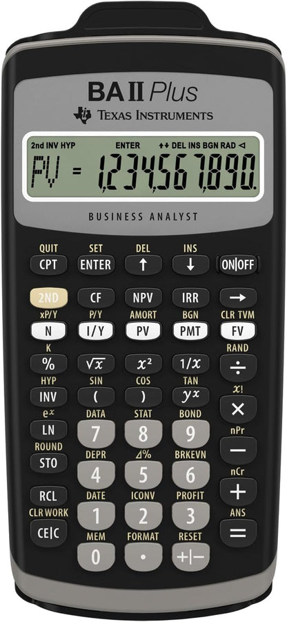 Texas Instruments BA II Plus Financial Calculator (Single Line, 10 Digit Display, Battery Operated) Black/Grey