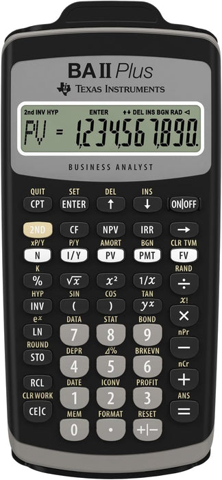 Texas Instruments BA II Plus Financial Calculator (Single Line, 10 Digit Display, Battery Operated) Black/Grey