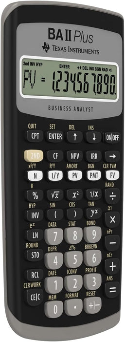 Texas Instruments BA II Plus Financial Calculator (Single Line, 10 Digit Display, Battery Operated) Black/Grey