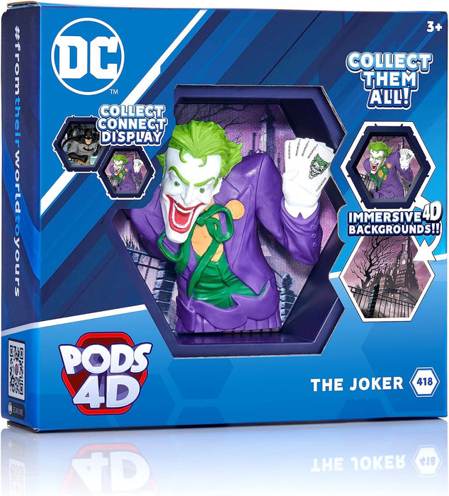 WOW! PODS - 4D DC Joker, Unique Connectable Collectable Bobble-head figure that Bursts from their World into Yours, Wall or Shelf Display, DC Toys and Gifts, Series 1 no. 418